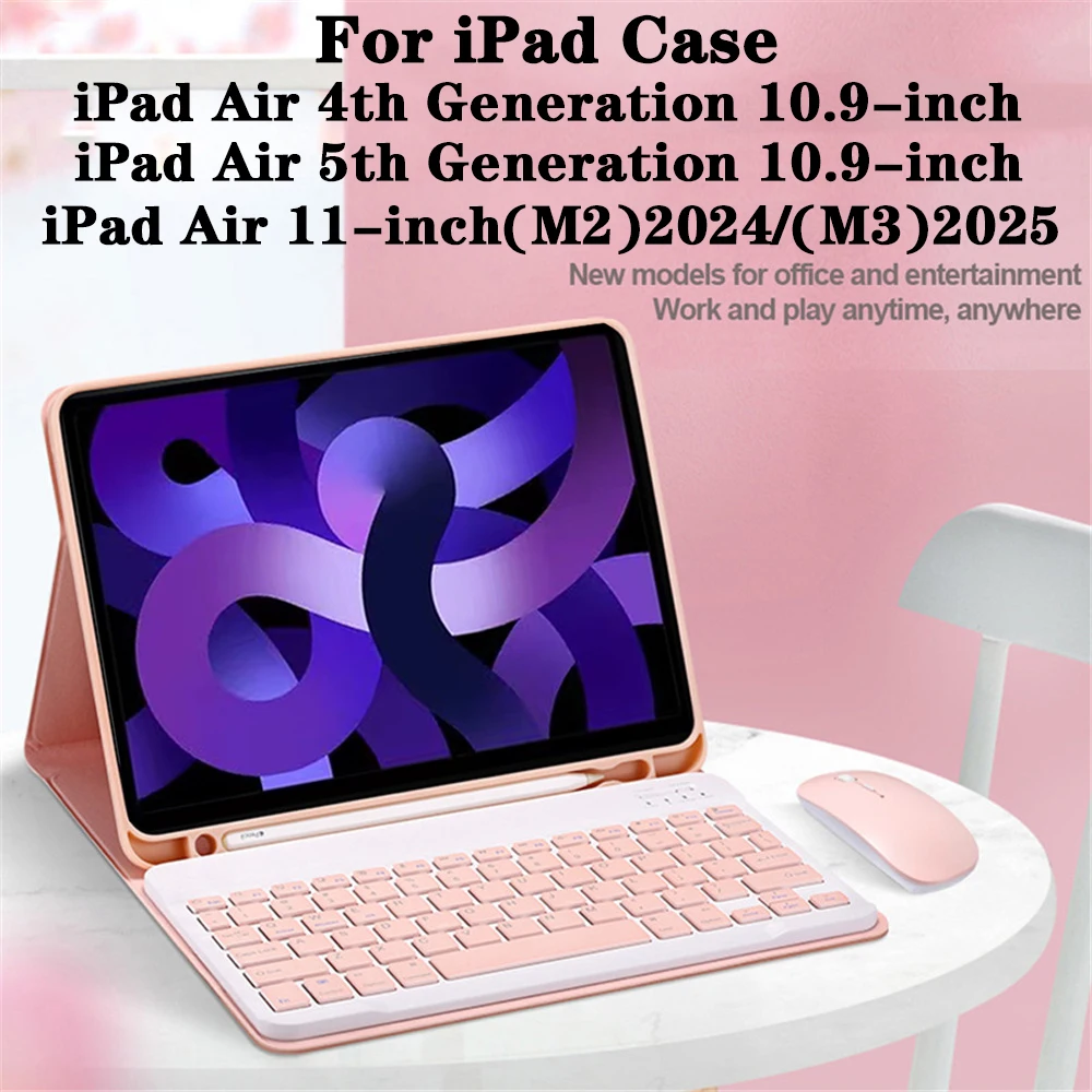 حافظة تابلت لجهاز iPad Air مقاس 11 بوصة (M2/M3)، حافظة لوحة مفاتيح قابلة للفصل لجهاز iPad Air 5th/4th 10.9 بوصة مع حامل قلم رصاص