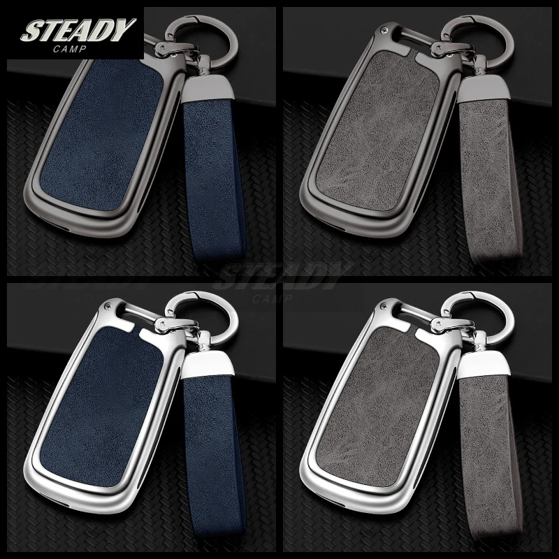 Folding Zinc Alloy Leather Car Key Case Cover For Audi A1 A3 A4 A5 A6 A7 Q3 Q5 S6 B6 B7 B8 C6 8P 8V 8L TT RS Holder Keychain