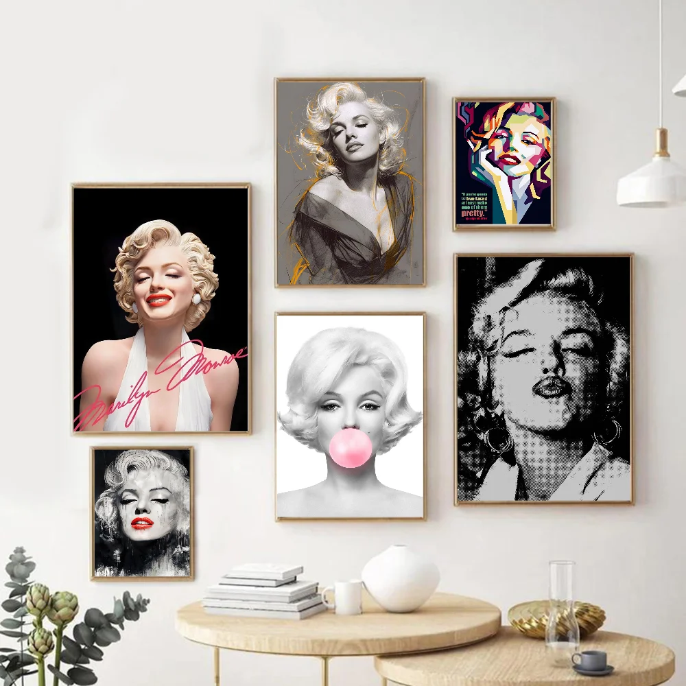 Marilyn Monroe Classic Vintage Posters Decoracion Painting Wall Art White Kraft Paper Kawaii Room Decor