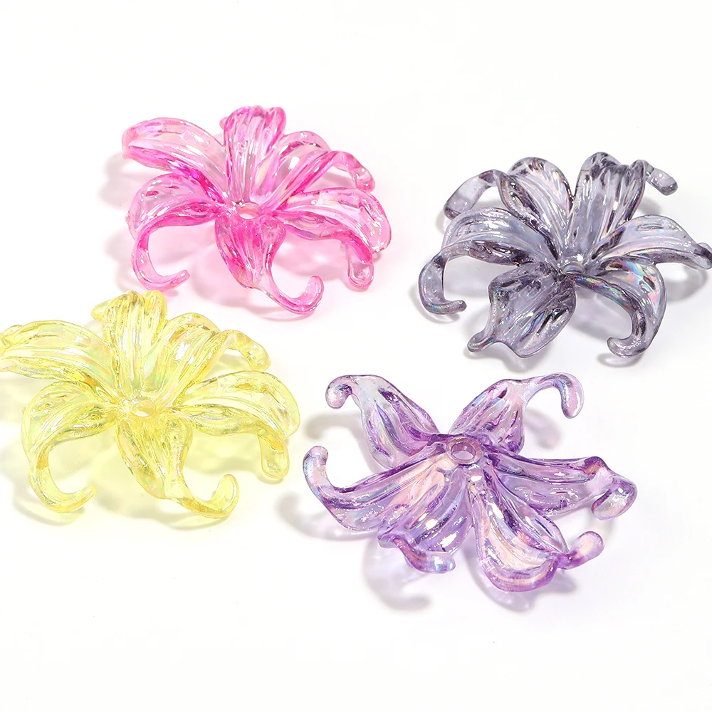 20 Stück Bunte Transparente Iris-Blumen Acrylperlen Lose Abstandhalterperlen für DIY Armband Schlüsselanhänger Schmuckherstellung Zubehör – Detail 6