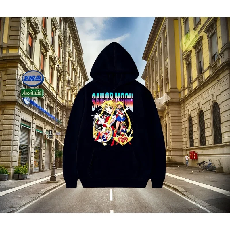 Sailor Moon Trend Explosion Musim Gugur Musim Dingin Y2K Harajuku Hoodie Katun Pria Wanita Gaya Y2k Vintage Sweatshirt Streetwear