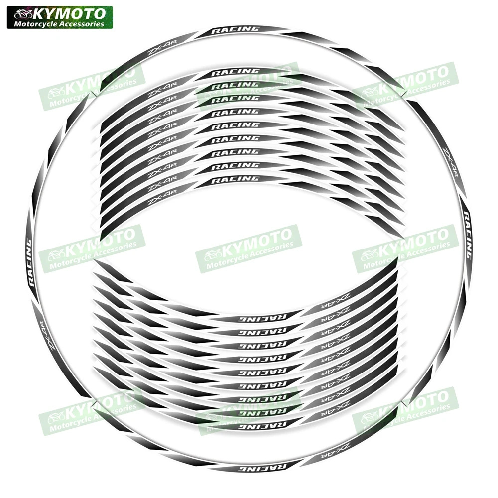 ل ZX-4R ZX4R دراجة نارية الملحقات 17 بوصة العجلات الأمامية والخلفية الشارات هدية محور حافة ملصقات عاكسة الديكور