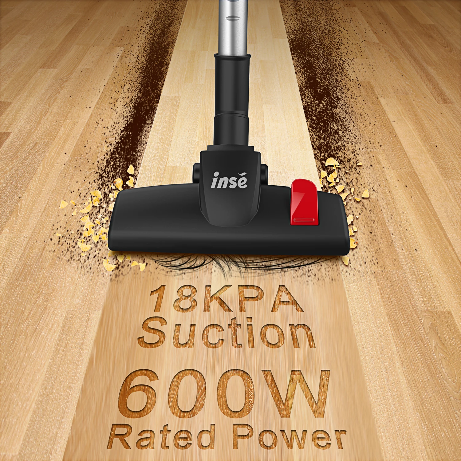 INSE-aspiradora I5 con cable para el hogar, aspiradora potente de succiรณn de 18kPa, con Motor de 600W, limpiador de mano para alfombras de pelo de