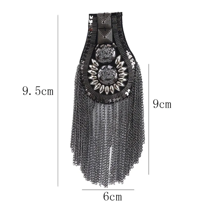 British Style Handmade Shoulder Jewelry Tassel Rhinestones Epaulettes Clothing Accessories Brooch Epaulet Shoulder Brooches