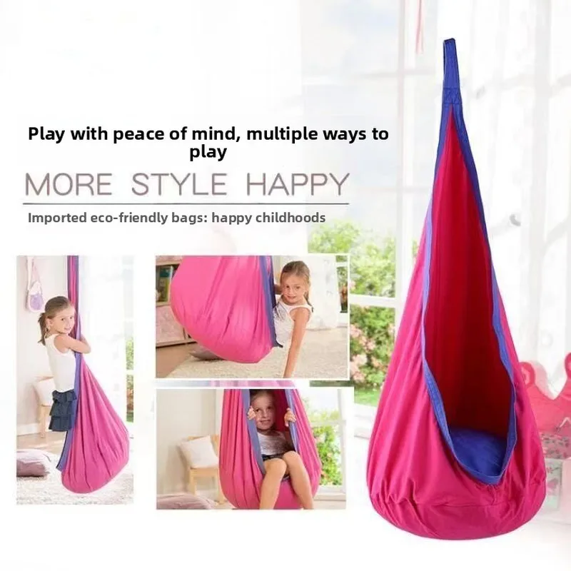 New Kids Hanging Swing Chair Nylon Cotton With Light Anti-rollover Inflatable Mat Indoor Outdoor Hammock Swing