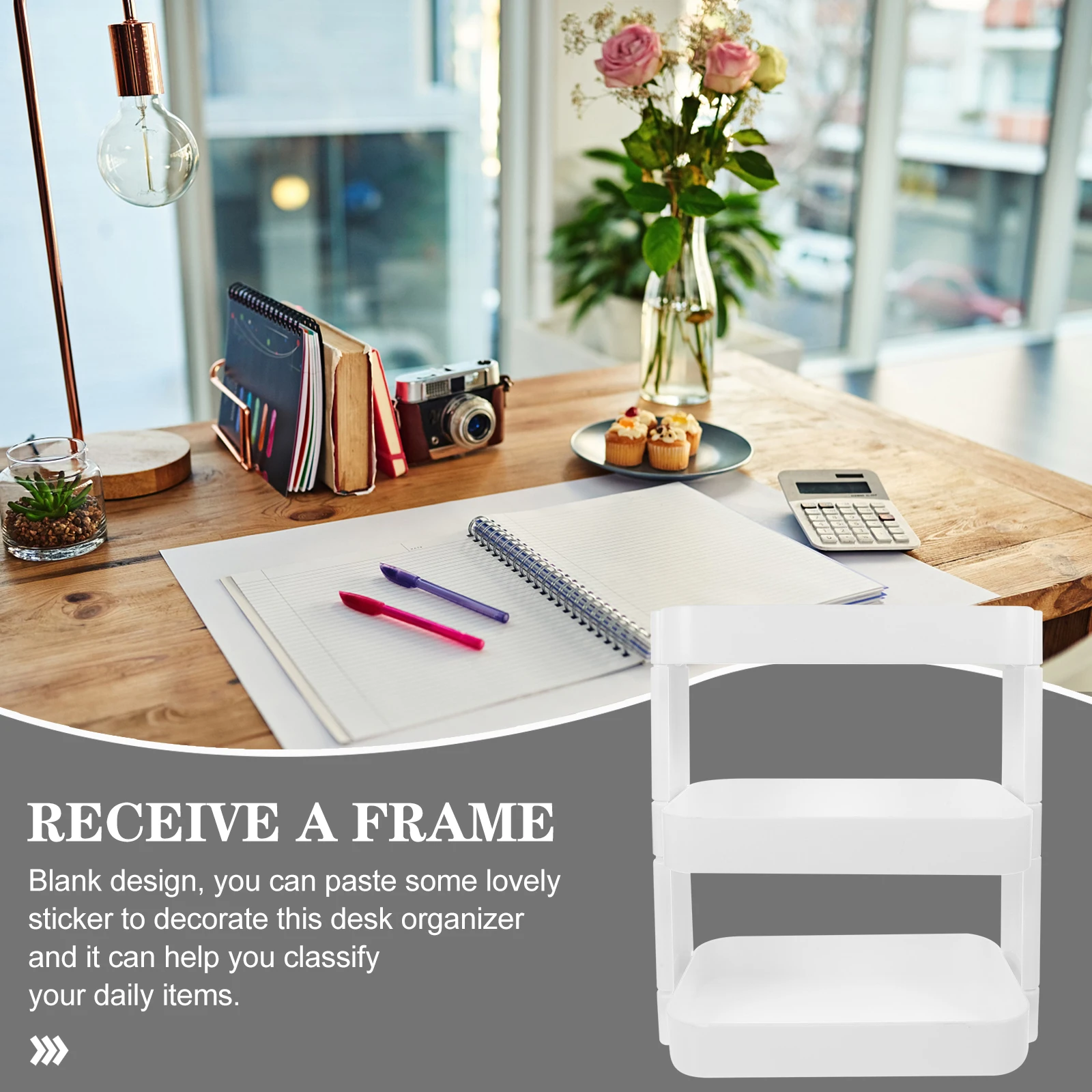 

Pencil Holder Organizer Desktop Cup Rack Skincare Display Shelf Layered Storage Rack Office Supplies Under Sink Organizer