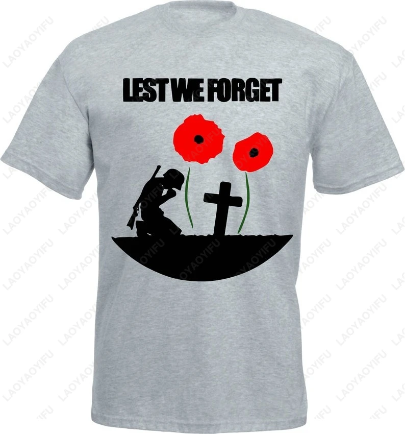 Lest We Forget T-Shirt D-Day 81th Anniversary 1944-2025 Men Tee Poppy Flower Veteran's Day Graphic T Shirts Remembrance Day Tops