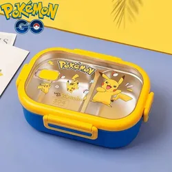 Pokémon Anime Pikachu Lunch Box Cartoon 304 Stainless Steel Insulation Compartment Lunch Box Student Portable Birthday Gift