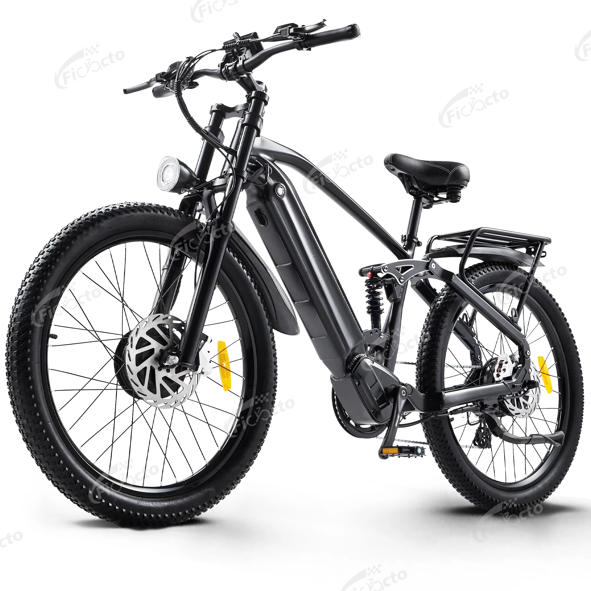 Bicicleta eléctrica de doble motor con batería de 48V17Ah, bicicleta eléctrica con neumáticos gruesos de 26*3.0 para montaña, eBIK con doble suspensión, freno de aceite.