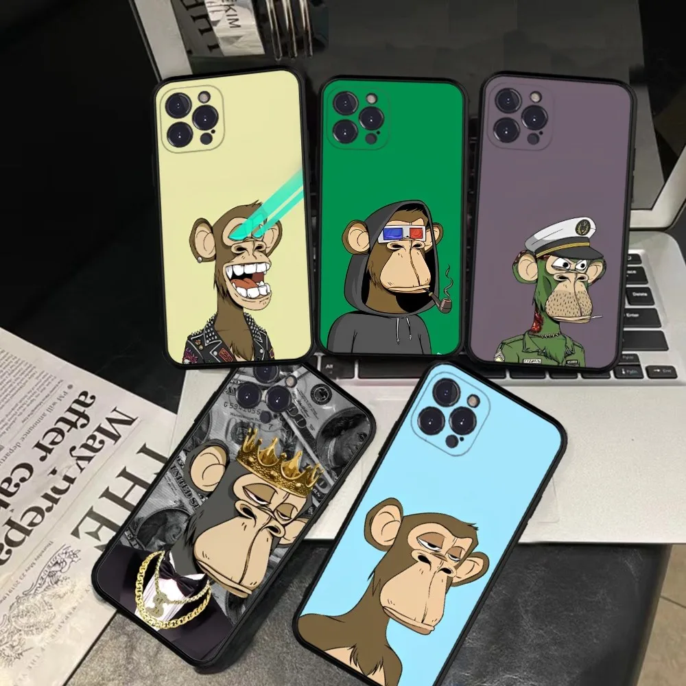 Creative Cartoon Monkey Bored Ape Phone Case Silicone Soft for iphone 15 14 13 12 11 Pro Mini XS MAX 8 7 6 Plus X XS XR Cover