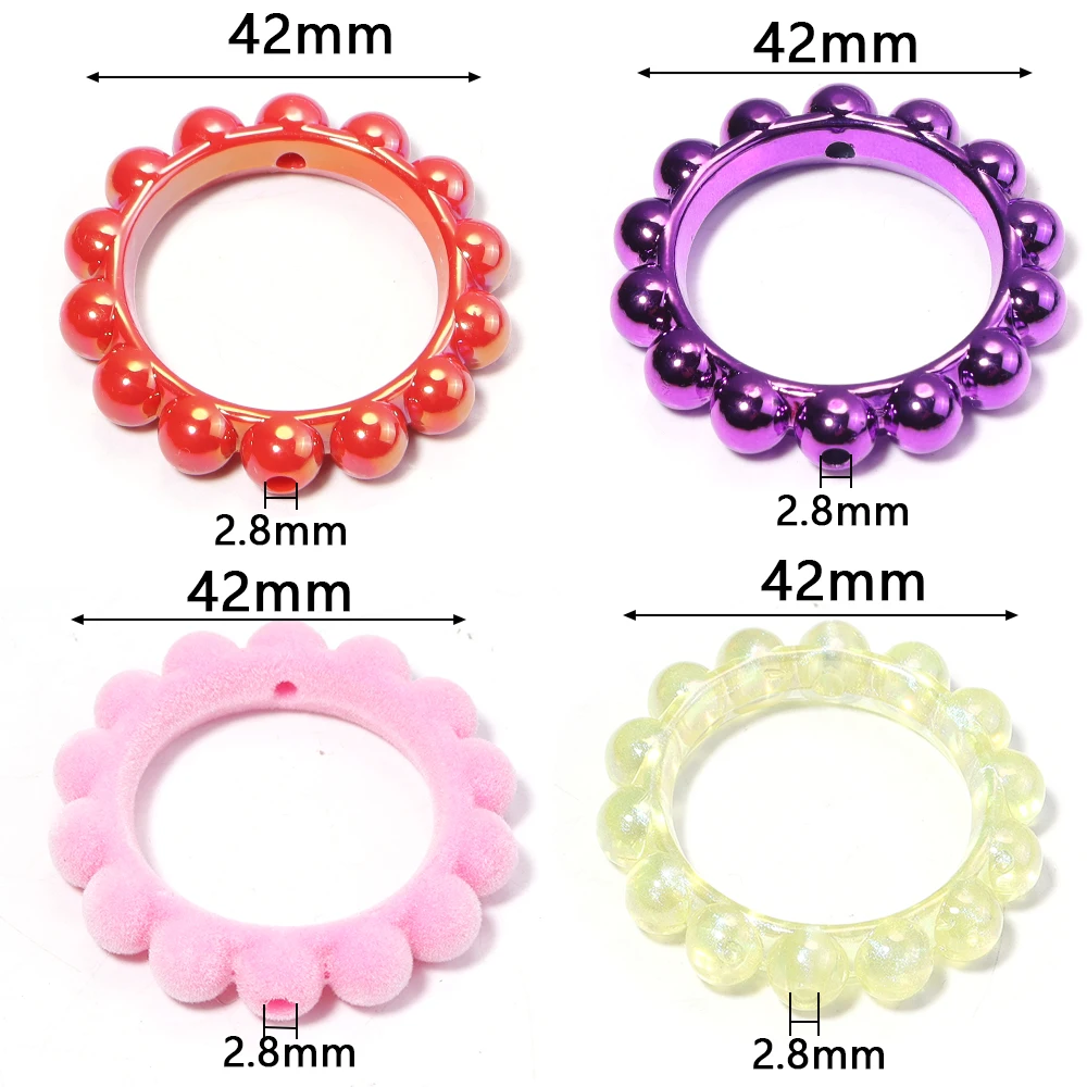 5pcs/lot Hollow Acrylic Beads Round Love Heart Garland Beads DIY Mobile Phone Chain Keychain Crafts Pen Jewelry Making Supplies image 3