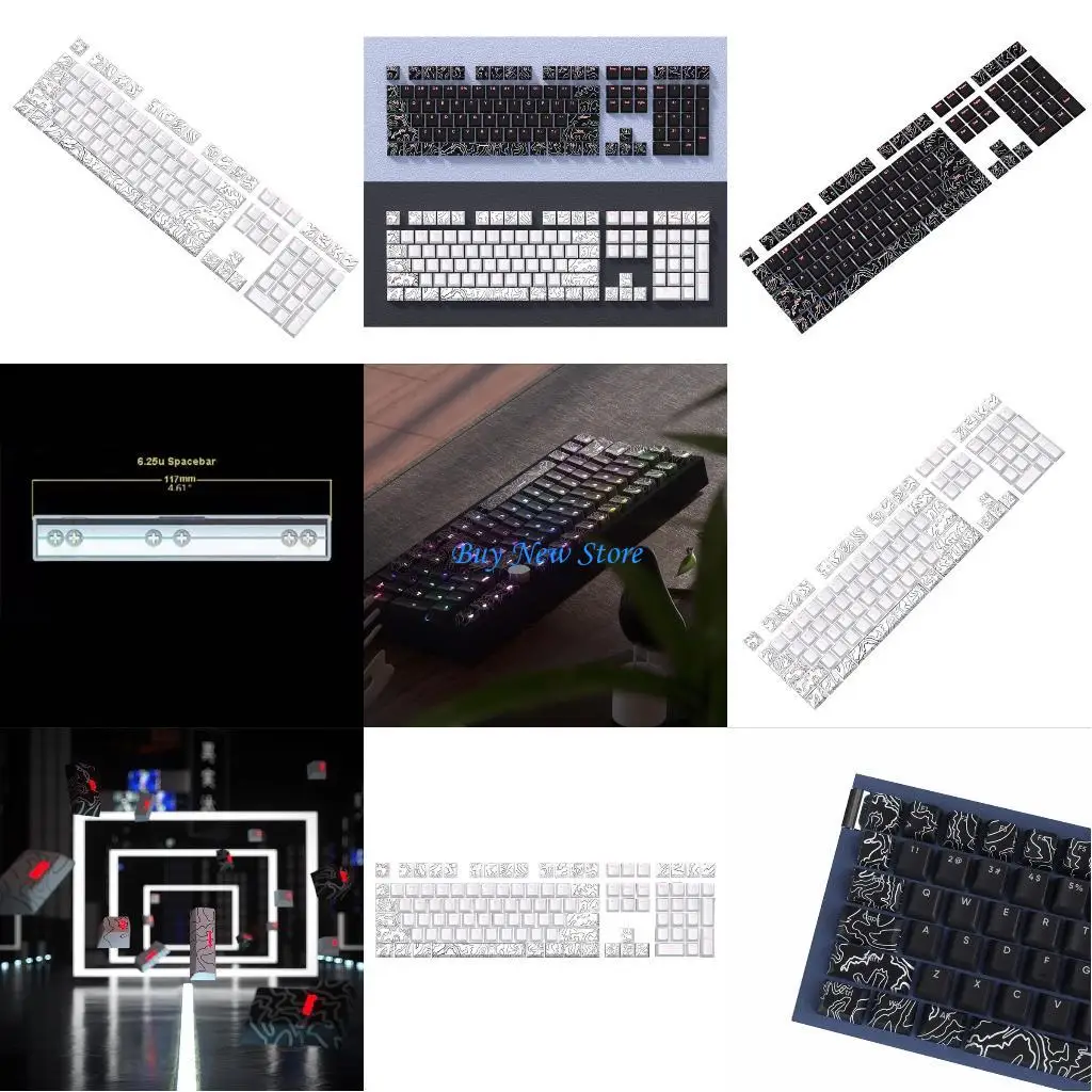 

20CE 108Key PBT Line White Keycap Original Height Front Print Keycap for MX Keyboard