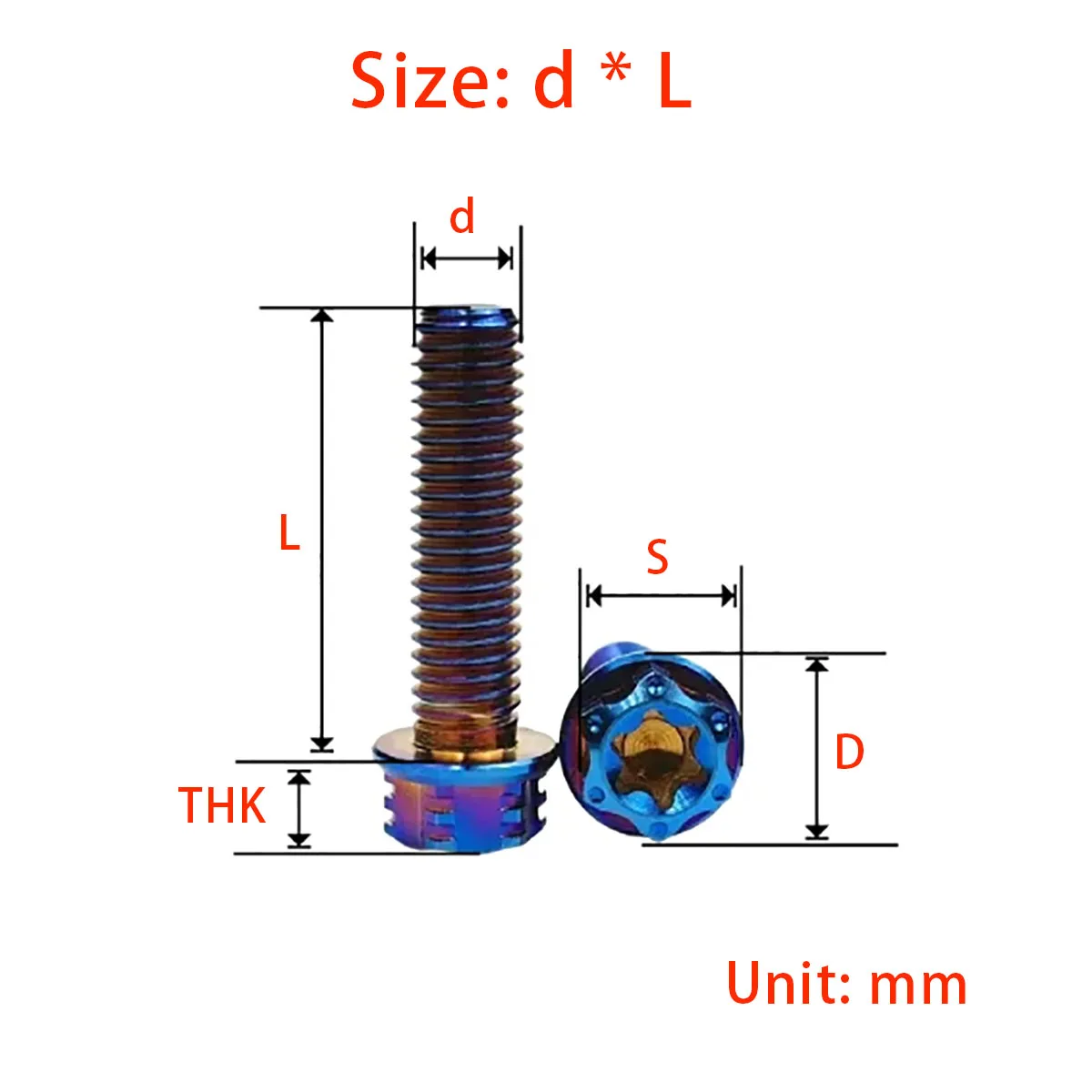 M4 M5 M6 M8 Length 10/15/25/30/35/40/45/50-90mm Titanium Alloy Flange Bolts and Screws Suitable for Motorcycle Modification