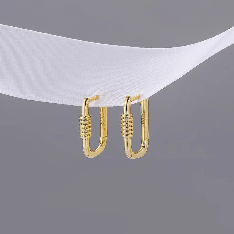 Pendientes minimalistas de Plata de Ley 925 auténtica para mujer, aretes geométricos de circonita pavé, joyería de fiesta, regalo