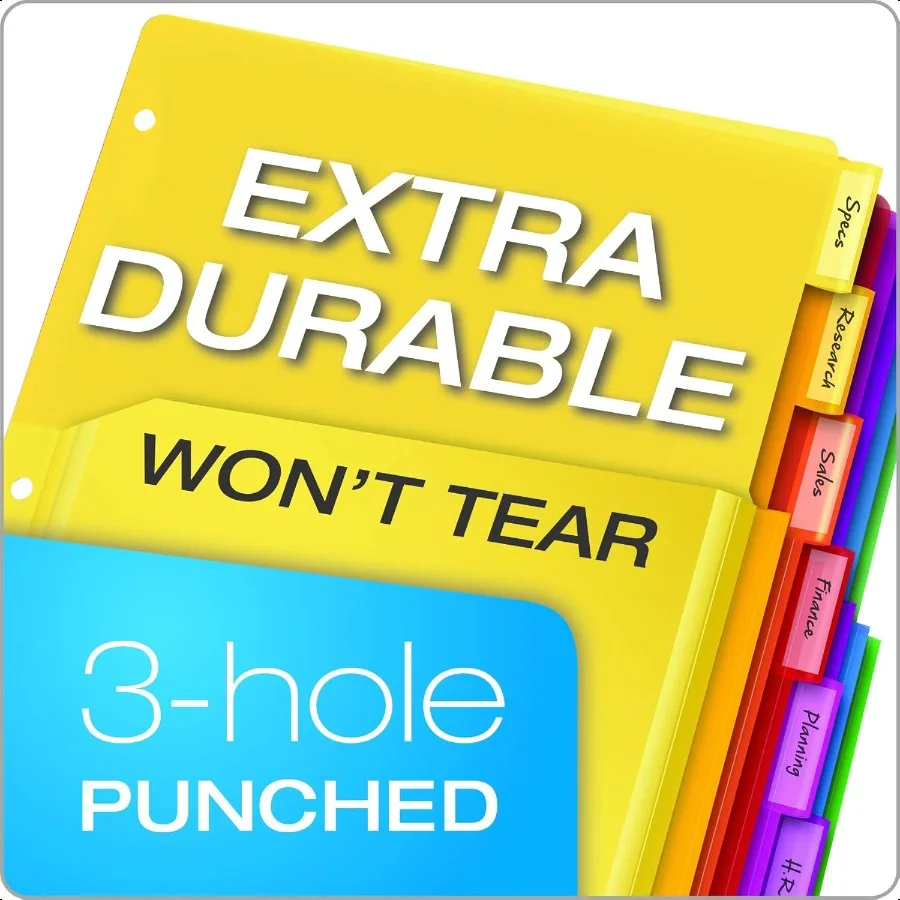 Expanding Plastic Binder Dividers Divider for 3 Ring Binder Flexible Front Expanding Pockets 8 Tab Insertable Multicolor Tabs L