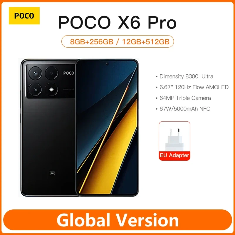 POCO X6 Pro 5G Global Version Smartphone Dimensity 8300-Ultra 6.67