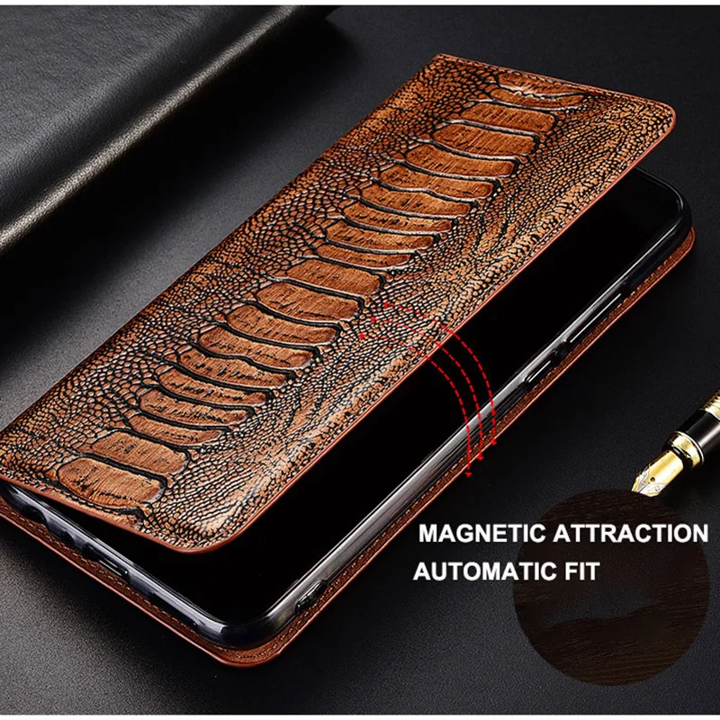 Luxury Ostrich Pattern Leather Wallet Flip Phone Case For Sony Xperia L1 L2 L3 L4 Magnetic Cover