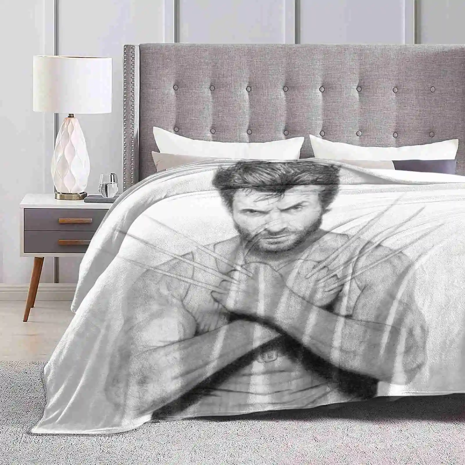 Hugh Jackman : For Home Sofa Bed Camping Car Plane Travel Portable Blanket Hugh Jackman Actor Xmen Comic Movie Sketch Graphite