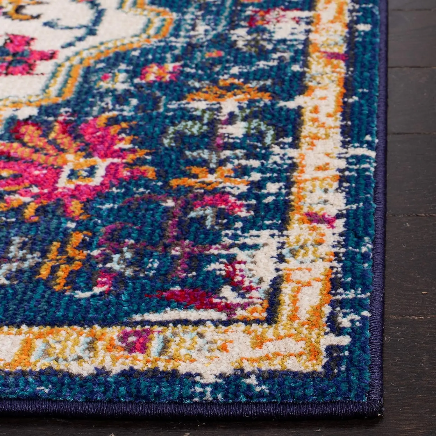

Safavieh Madison Collection Runner Rug - 2'2"" X 10', Ivory & Orange, Boho Chic Medallion Distressed Design, Non-Shedding &