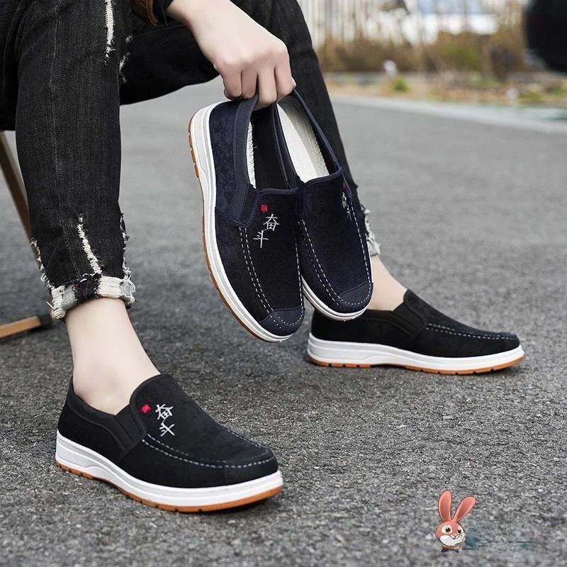 

New 2024 Men's Casual Canvas Shoes Breathable Work Shoes Anti-slip Wear-resistant Beijing Style Fabric Shoes Comfortable Slip...