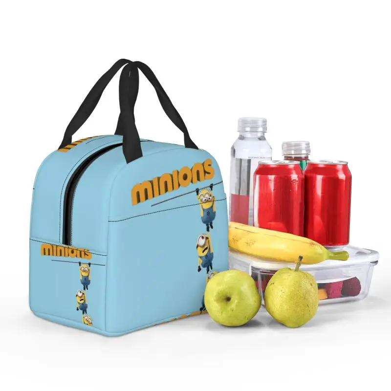 Custom Cute Minions Cartoon Thermal Insulated Lunch Bags Women Resuable Lunch Container for School Storage Food Box