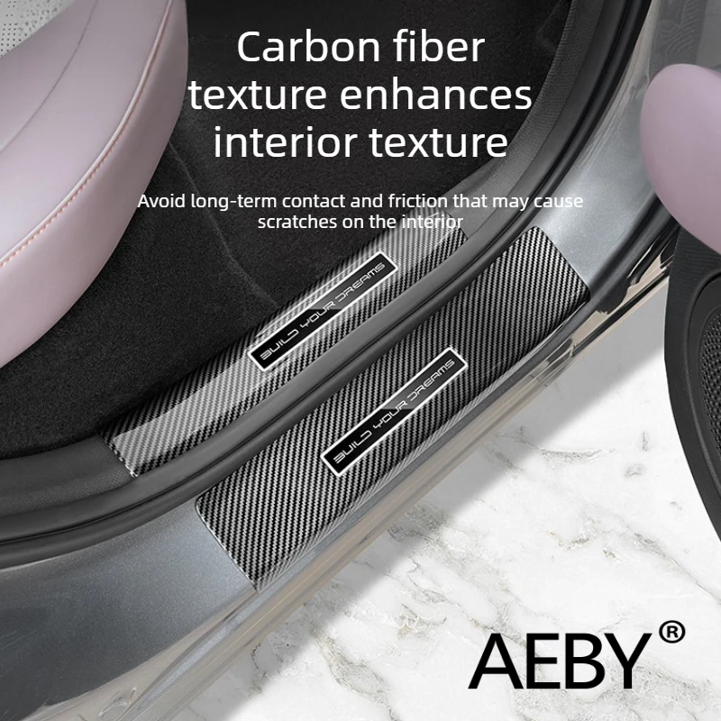 

For BYD ATTO 3 Smart Driving Edition 2025 Carbon Fiber Door Sill Protector,Anti-Scratch Kick Plate Cover,Car Door Sill Trim