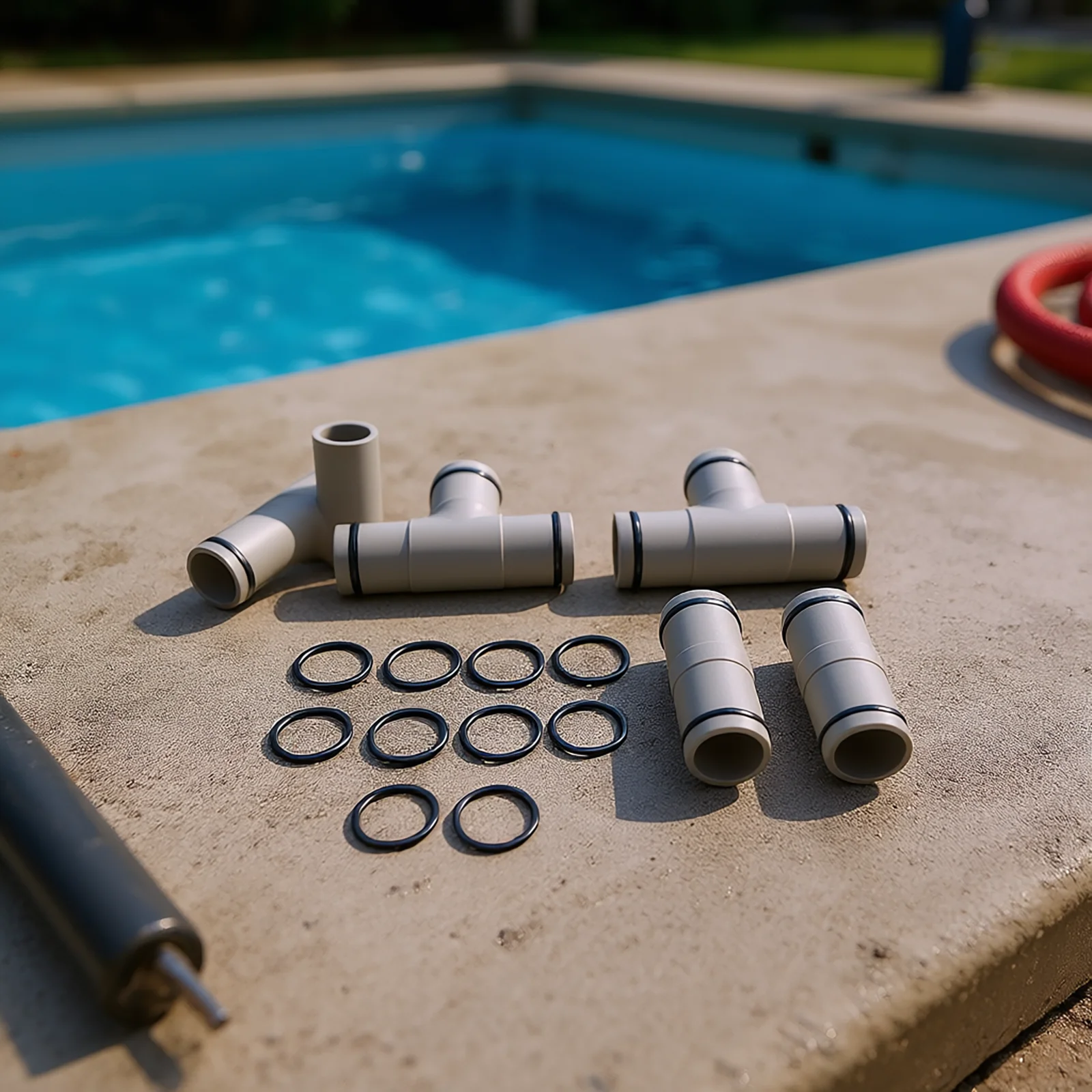 

For Swimming Pool Hose Connector Set Includes 2 T Joint and 2 Straight Connectors with O Rings for 0 25 Inch Hoses