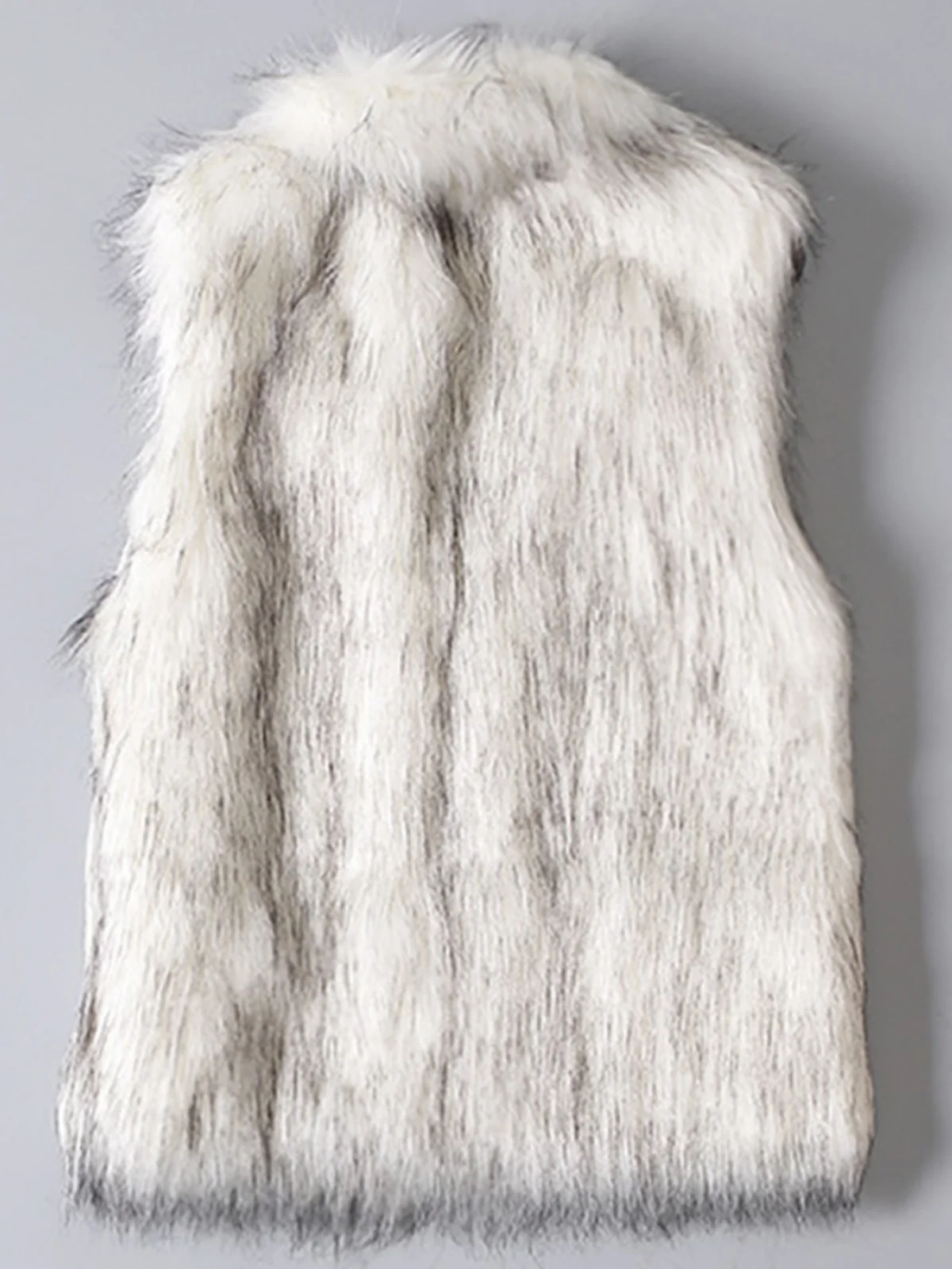 معطف نسائي متوسط الطول من الفرو ذو ياقة واقفة، دافئ، بتصميم عصري، معطف خارجي منفوش بدون أكمام مع وسادات زخرفية