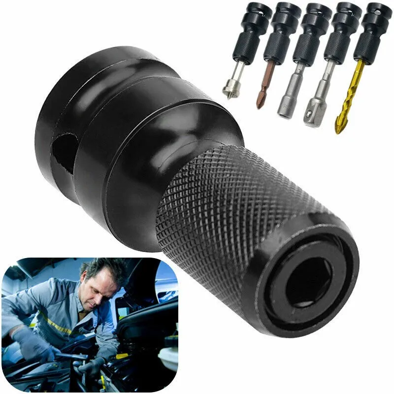 Adaptador de zócalo convertidor, vástago hexagonal de 1/2 ", accionamiento a 1/4", brocas de impacto de vástago hexagonal, controlador para llave de impacto