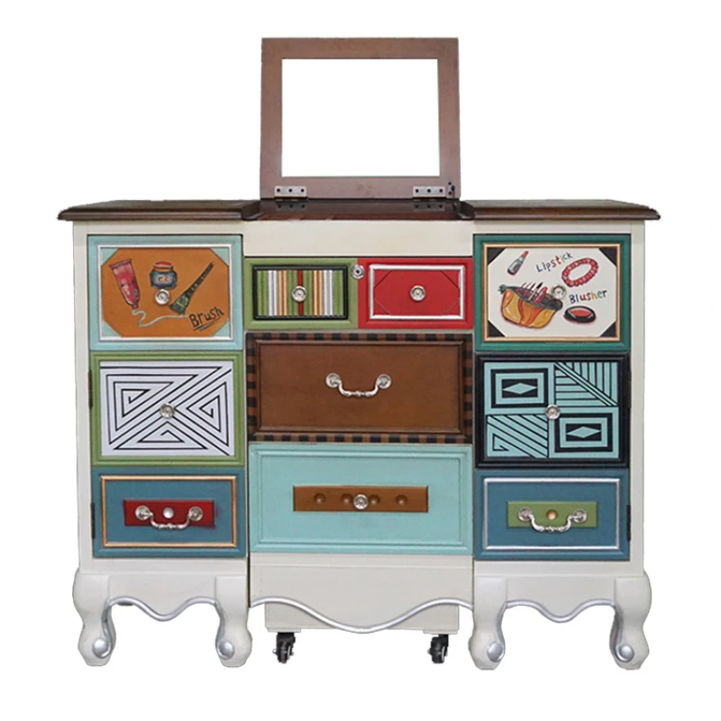 

Retro Bedroom Makeup Modern Minimalist Internet Celebrity Dressing Table Storage Cabinet Complete