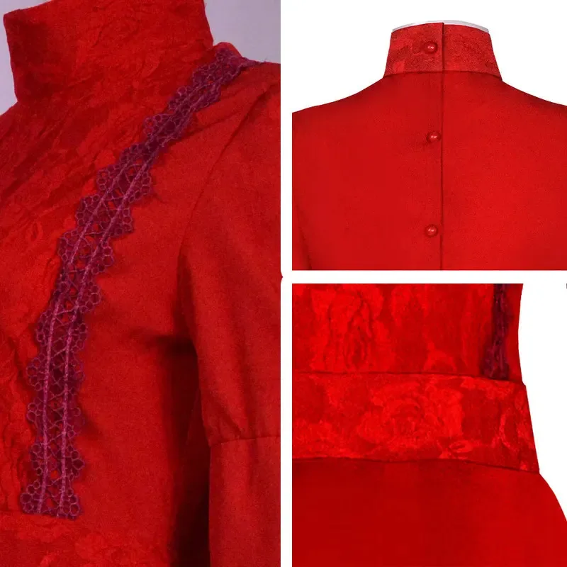 Adulto feminino vestido vermelho pérola cosplay fantasia traje disfarce meninas fantasia roupa para festa de carnaval de halloween