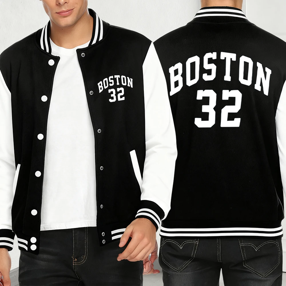 

Мужские куртки с принтом Boston Number 32, разноцветные бейсбольные майки с героями мультфильмов, свободные повседневные топы, уличная одежда, осеннее модное флисовое пальто