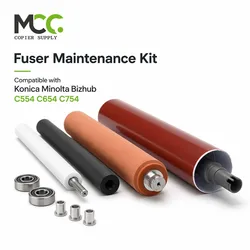 For Konica Minolta Bizhub C654 C754 C554 A2X0R71011 Fuser Film Foam Roller Pressure Roller Kit Brush Roller Bearing Bushing