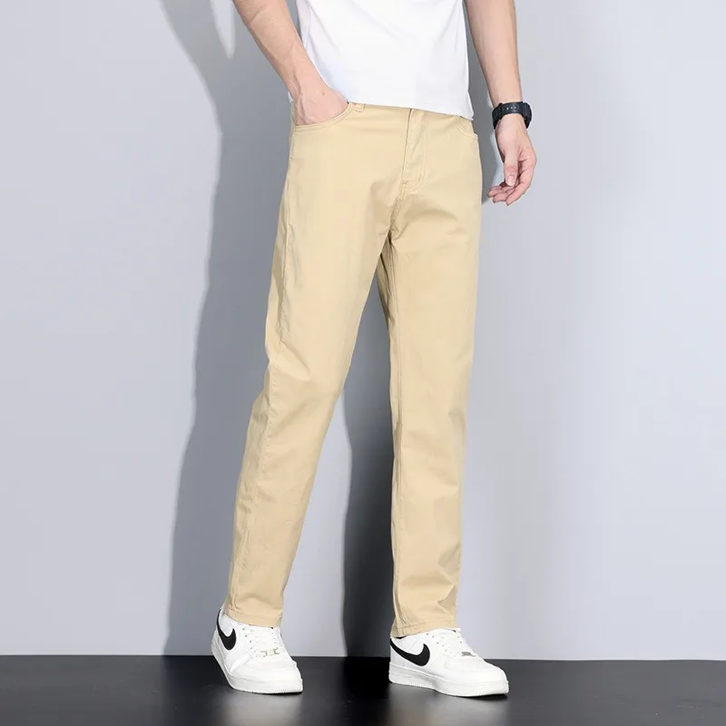 Casual Pencil Pants Tall Men 190CM Summer Thin Extra Long Cotton Plus Size 40 42 Male Stretched Chino Slim Fit Elastic Trousers