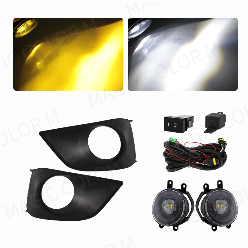 Dla Toyota Vios Yaris Sedan 2013 2014 2015 2016 2017 lampa przeciwmgielna samochodu żółty biały obiektyw halogenowe światła do jazdy dziennej wodoodporny 12V