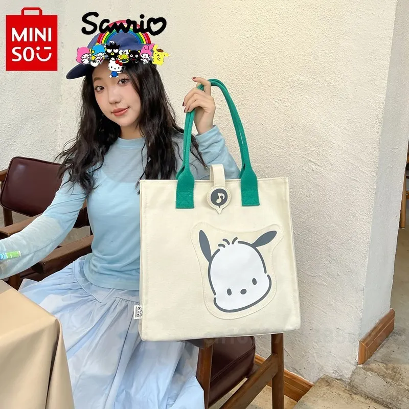 MINISO 2024 New Women's Handbag Fashionable High Quality Women's Shoulder Bag Cartoon Casual Large Capacity Girl Shopping Bag