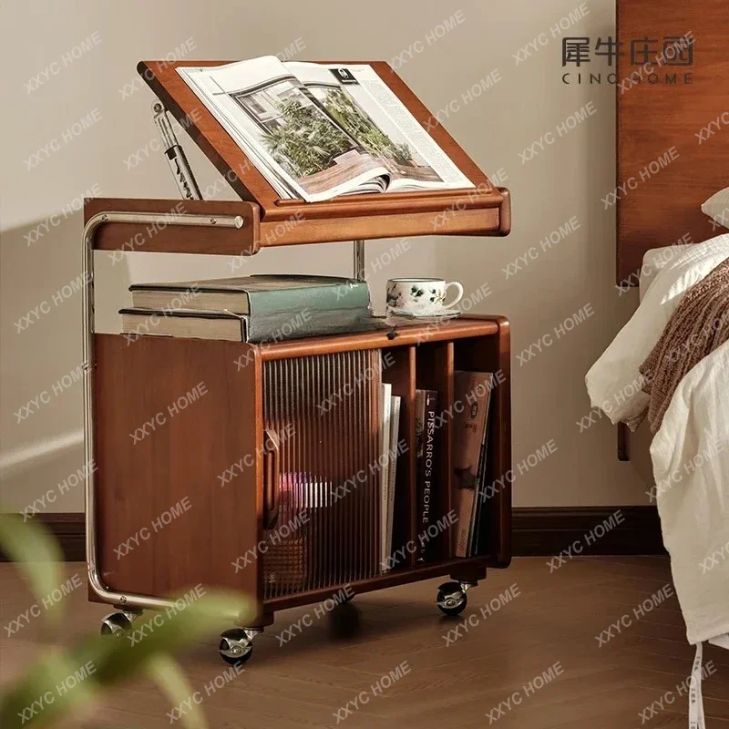 JJxzSolid Wood Side Cabinet, Japanese-style Household Low Cabinet, Retro Bookcase With Glass Door Storage, Medieval Magazine Cab