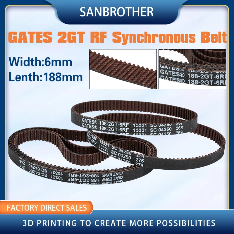 

3D Printer GT2 Width 6mm 188-2GT Timing Belt Loop High Quality GATES-188-2GT Gear Synchronous Belt GT2 GATES Closed-Loop