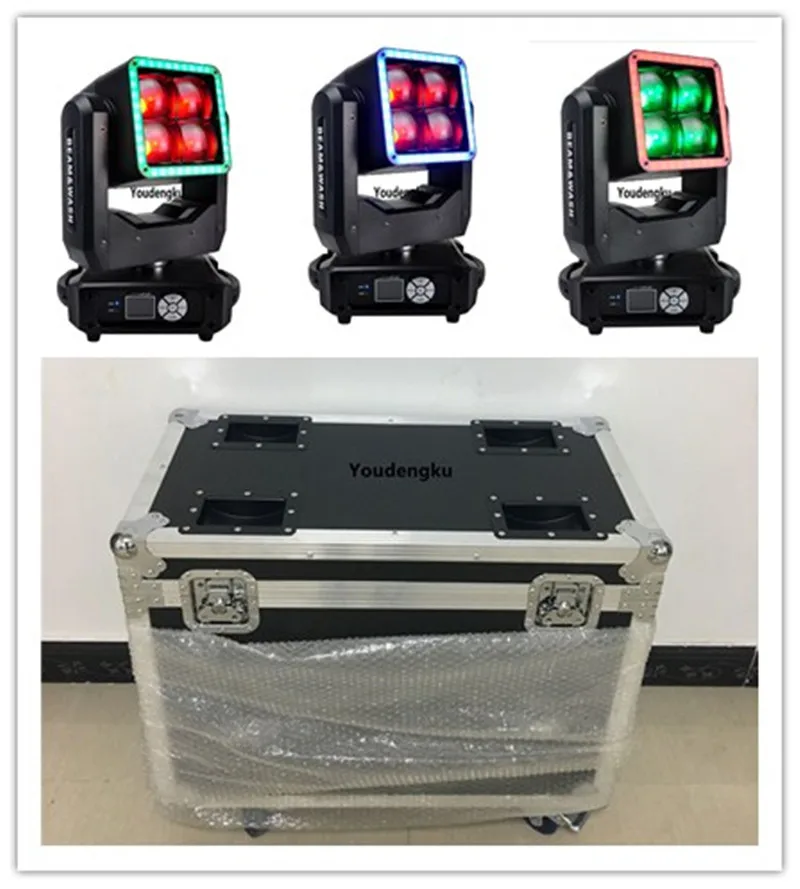 2pieces with fly case rgbw led movingheads 4 x 60 w zoom led moving head wash Super beam stage led moving head light with zoom