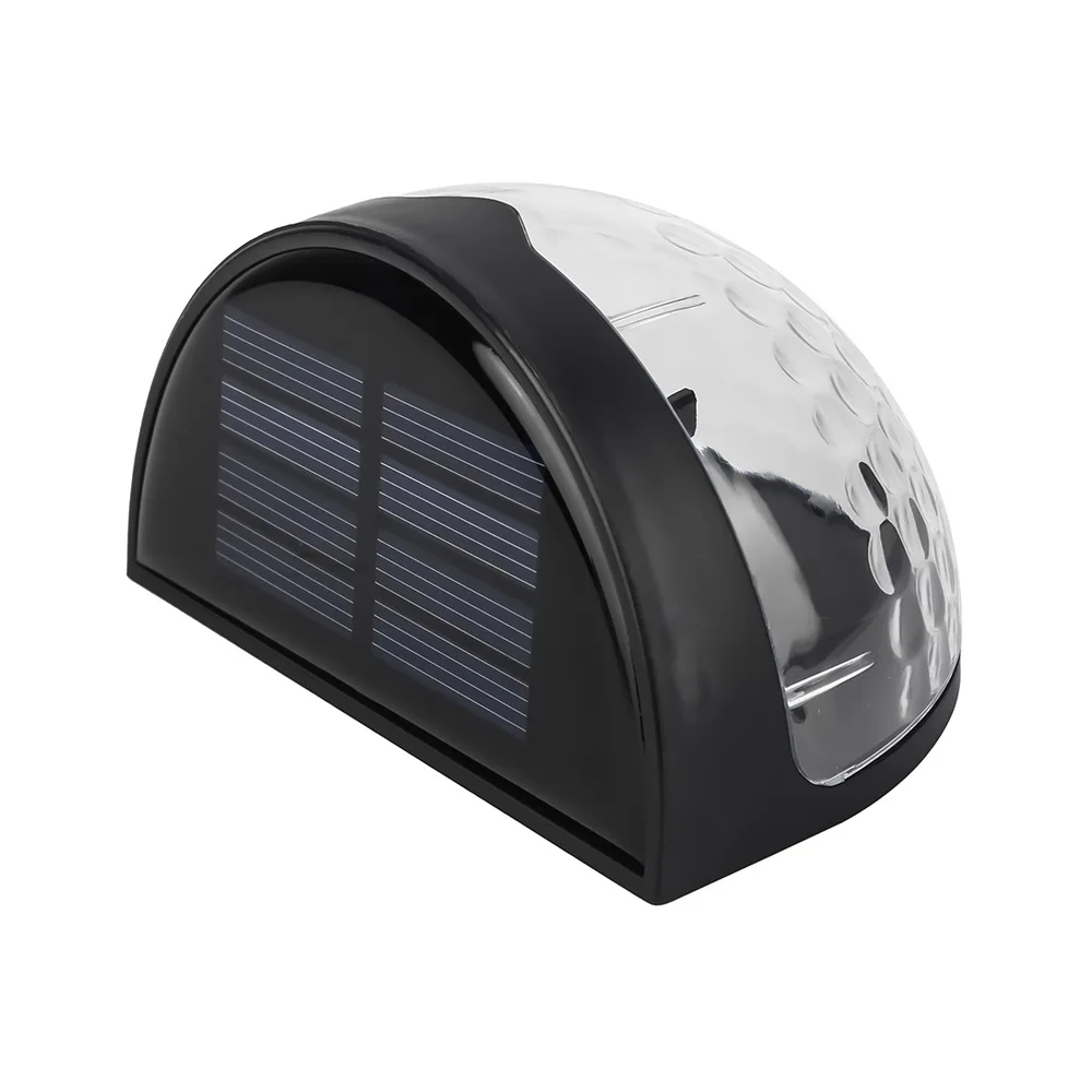 Outdoor Solar Cell Waterproof Step Lamp, Semi-circular, Wall-montado água T Lamp, preto, branco, dois estilos, cerca, 6LED, venda quente