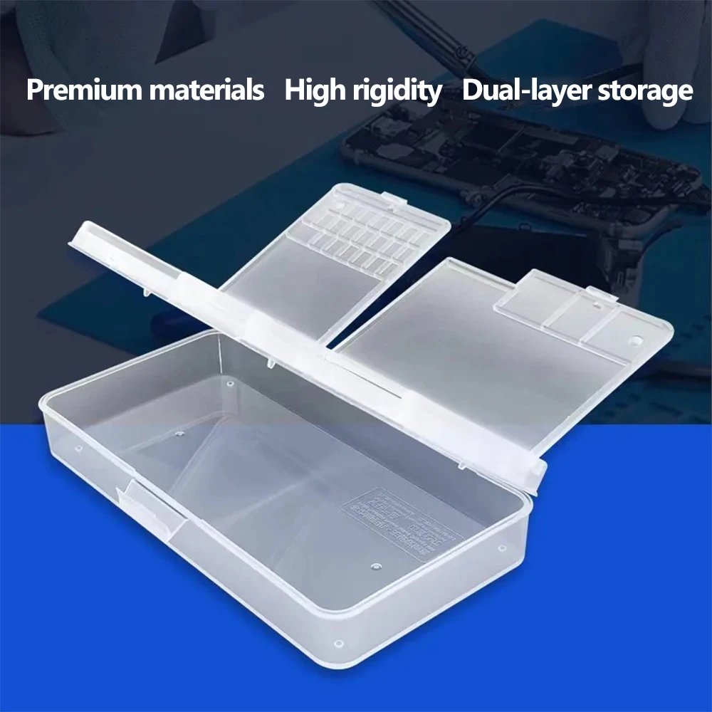 WXY 이중 레이어 수리 부품 보관함 (휴대폰 수리용 마더보드 PCB 부품 나사 분류 보관 도구)