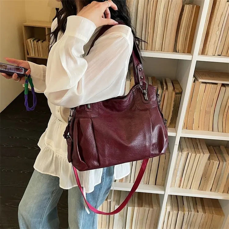 

Изысканная кожаная женская сумка для путешествий, роскошная классическая сумка в парижском стиле, простая элегантная сумка-тоут, стильная повседневная сумка через плечо.