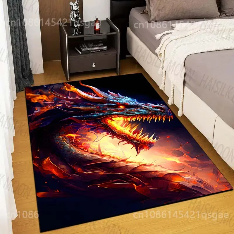Multiple sizes Burning fire dragon Carpet for Living Room Bedroom Sofa Home Decor Rug Non-slip Floor Mat Luxury Gift