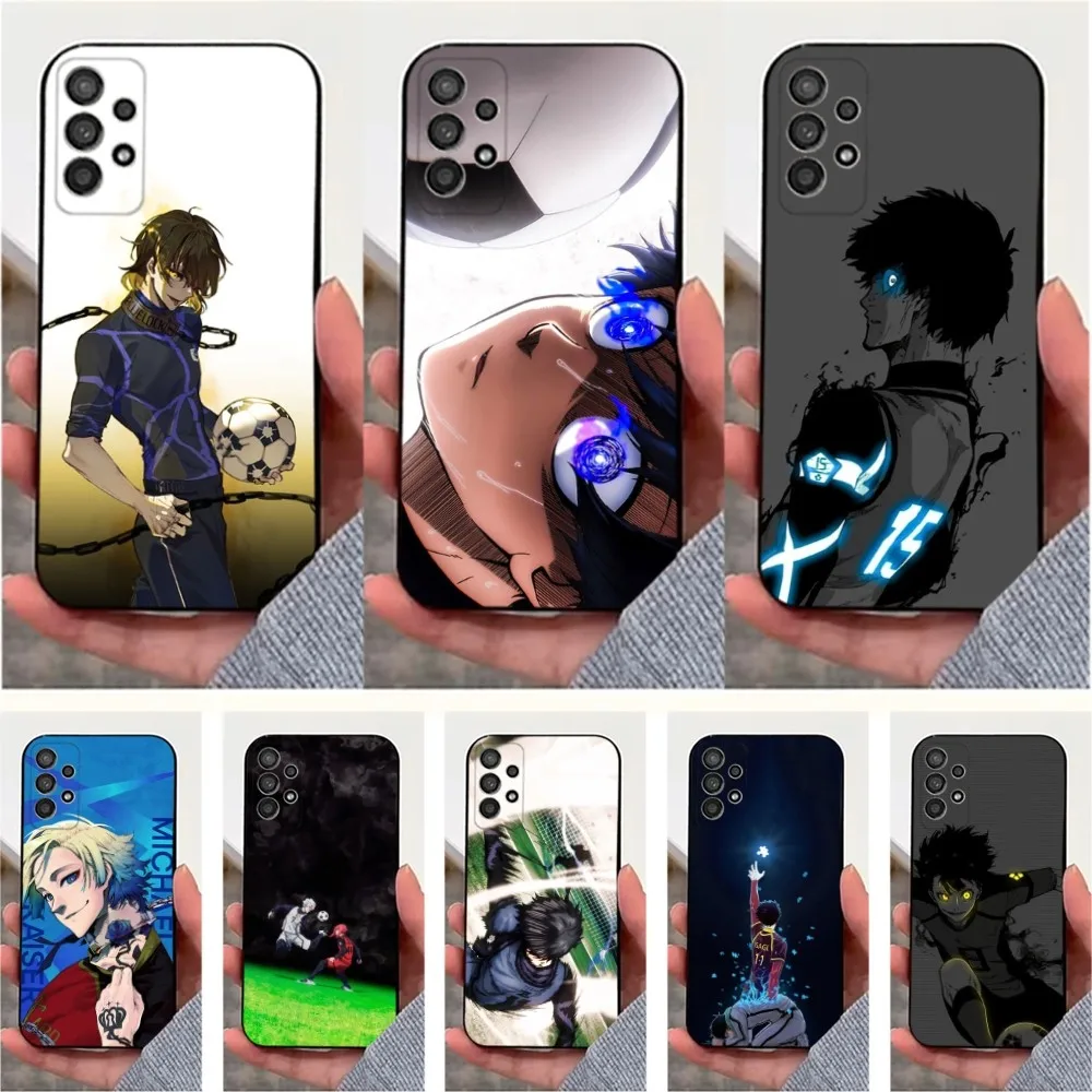 Anime B-Blue L-Locks Phone Case For Samsung S25,S24,S23,S22,S20,S21,S10,Ultra,Plus,Lite,FE,Soft Silicone Black Cover