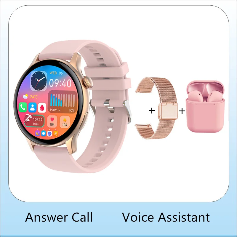 Smart Watch Woman Bluetooth Answer Call Voice Assistant Waterproof IP68 NFC Blood Pressure Always on Display Smartwatch 2023