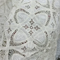 New Pure Cotton Water-soluble Laser Embroidery Lace Cotton Clothing Hollow Laser Embroidery Dress Fabric Full-width Textile DIY
