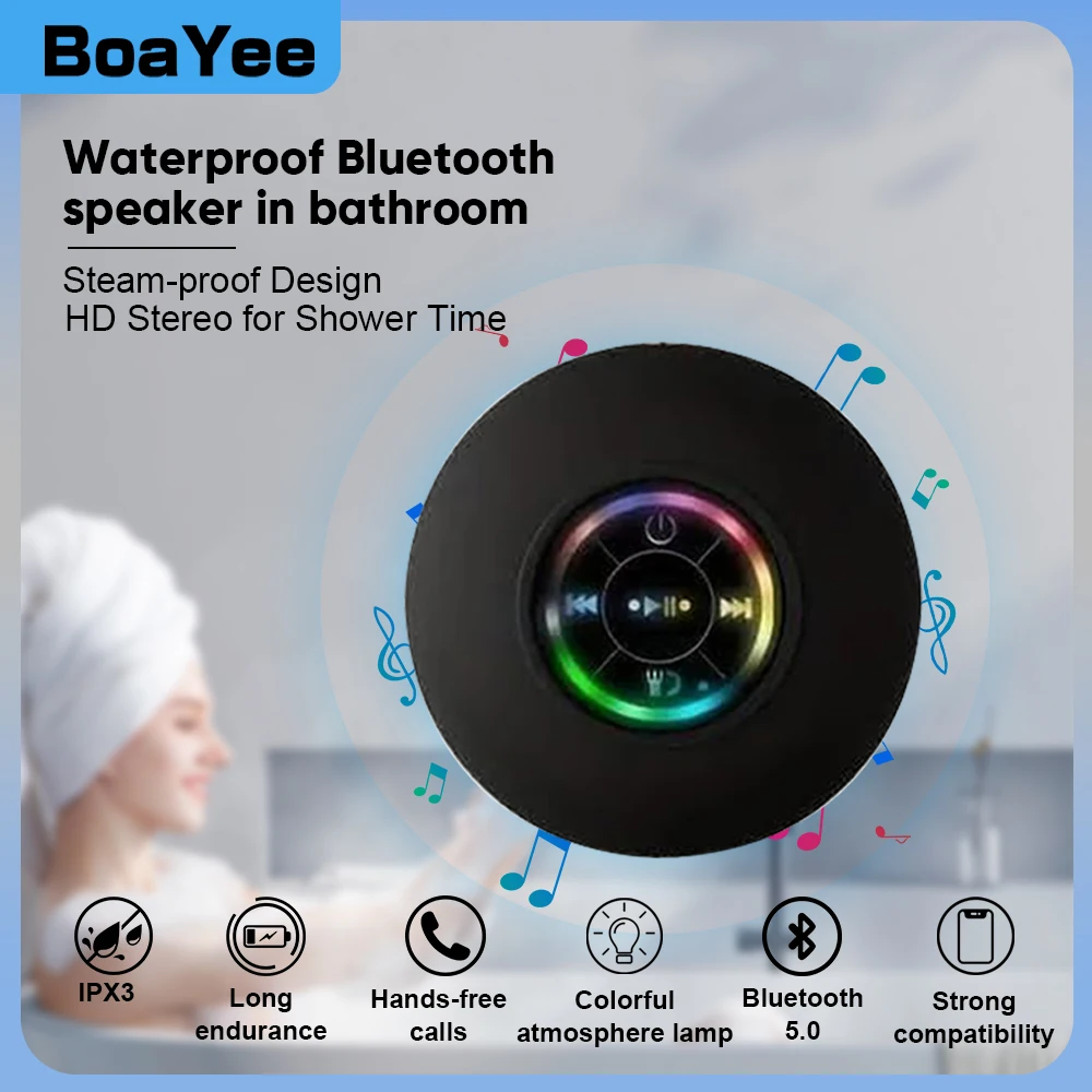 

Car Mini Wireless Bluetooth Speaker Bathroom Waterproof LED Light Luminous Portable Speaker Outdoor Sports Stereo Speaker