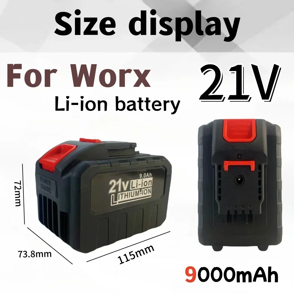 Origina20 /21V Worx Battery Rechargeable Battery, 21V 9Ah 18650 High Power Lithium Battery, Electric Screwdriver, Drill Battery