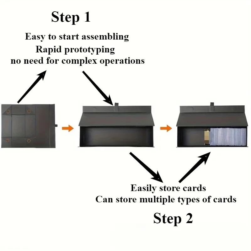 พับกล่องการ์ดได้อย่างรวดเร็วสําหรับการ์ดแขนกุดเกมกระดานกล่องเก็บการ์ดซื้อขายพร้อมฝาปิดแม่เหล็กสําหรับการ์ด MTG Sport