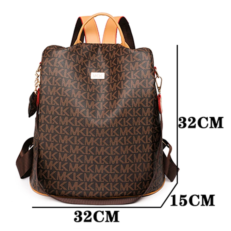 Fashion Designer Women\'s Backpack Vintage Print PU Leather Backpack Casual Anti theft Travel Backpack Girl 2023 New Backpacks